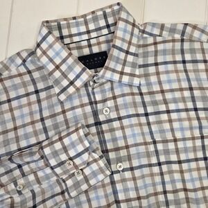 Calder Carmel Men's M Blue Tan Plaid Button Down L/S Shirt Limited Edition